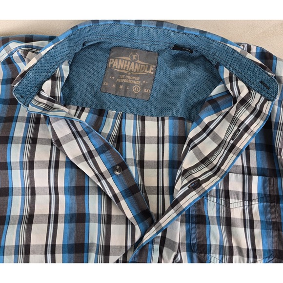 PANHANDLE Tuf Cooper Performance Western Shirt Mens XL Blue‎ Plaid Long Sleeve - Picture 6 of 12